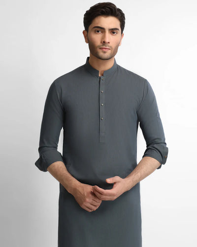 bluish grey plain kameez shalwar