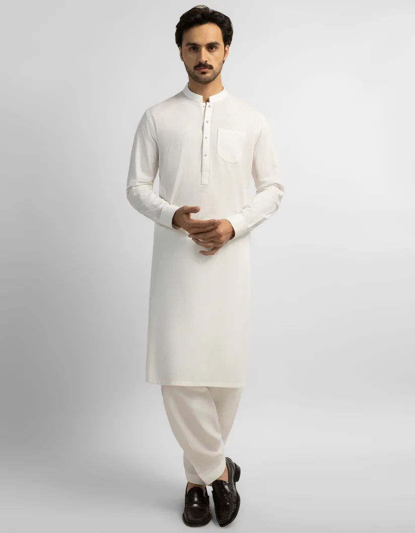 off white casual kameez shalwar