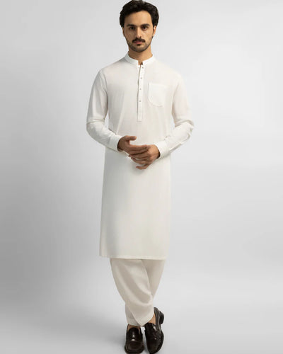 off white casual kameez shalwar