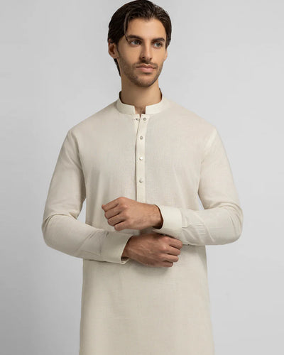 cream casual kameez shalwar