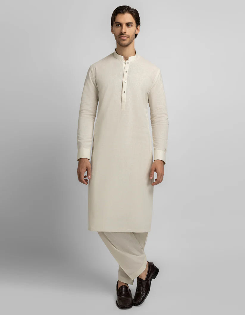 cream casual kameez shalwar