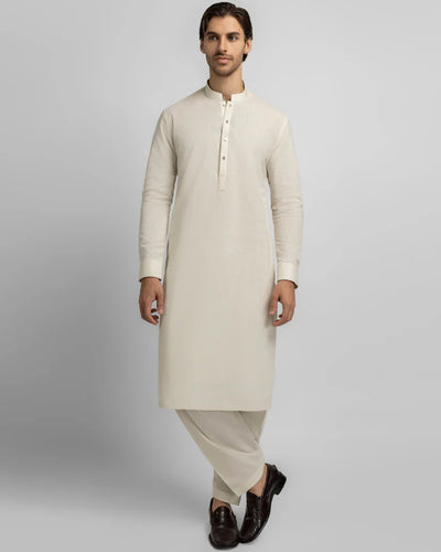 cream casual kameez shalwar
