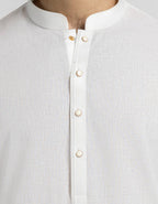 off white cotton linen casual kameez shalwar