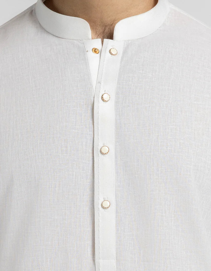 off white cotton linen casual kameez shalwar