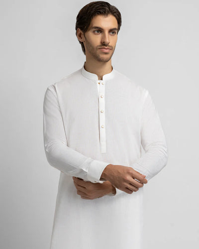 off white cotton linen casual kameez shalwar