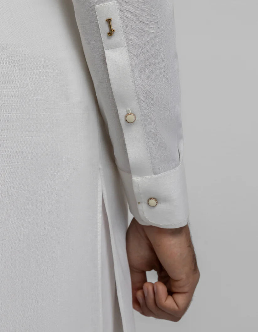 off white cotton linen casual kameez shalwar