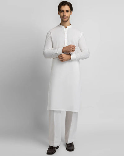 off white cotton linen casual kameez shalwar