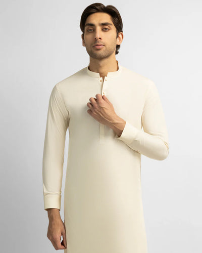 cream plain kameez shalwar