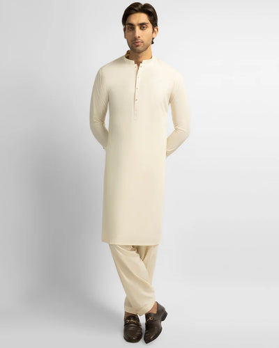 cream plain kameez shalwar