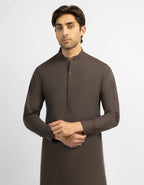 brown cotton plain kameez shalwar