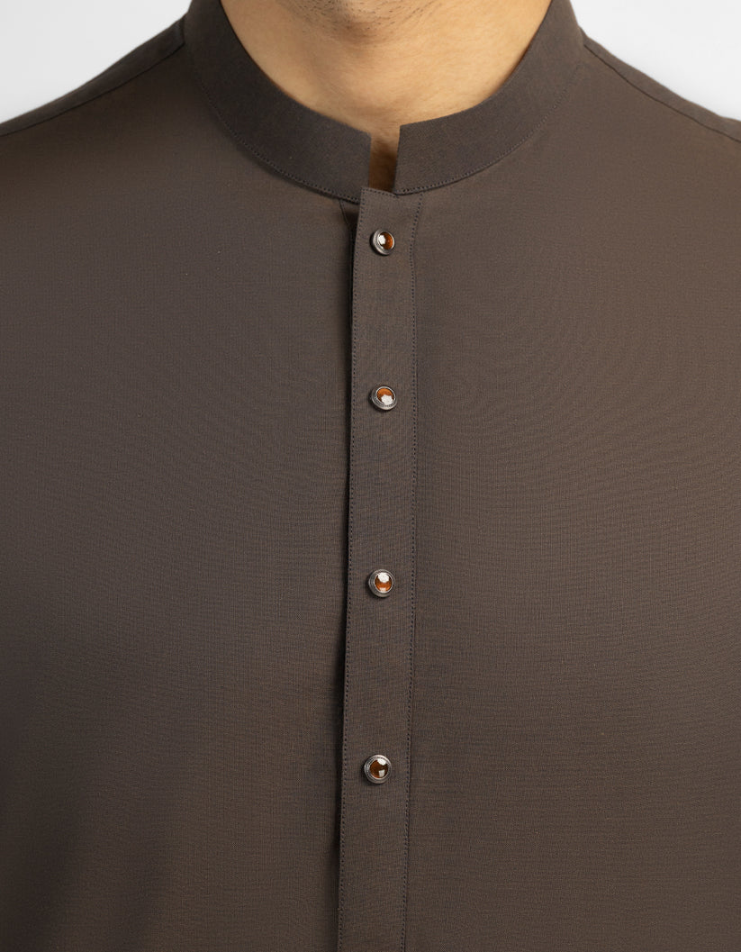 brown cotton plain kameez shalwar