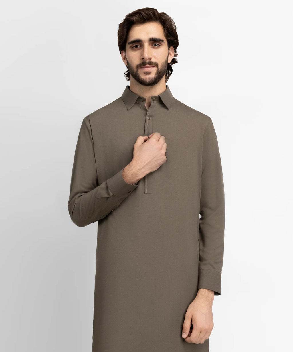 olive green casual kameez shalwar
