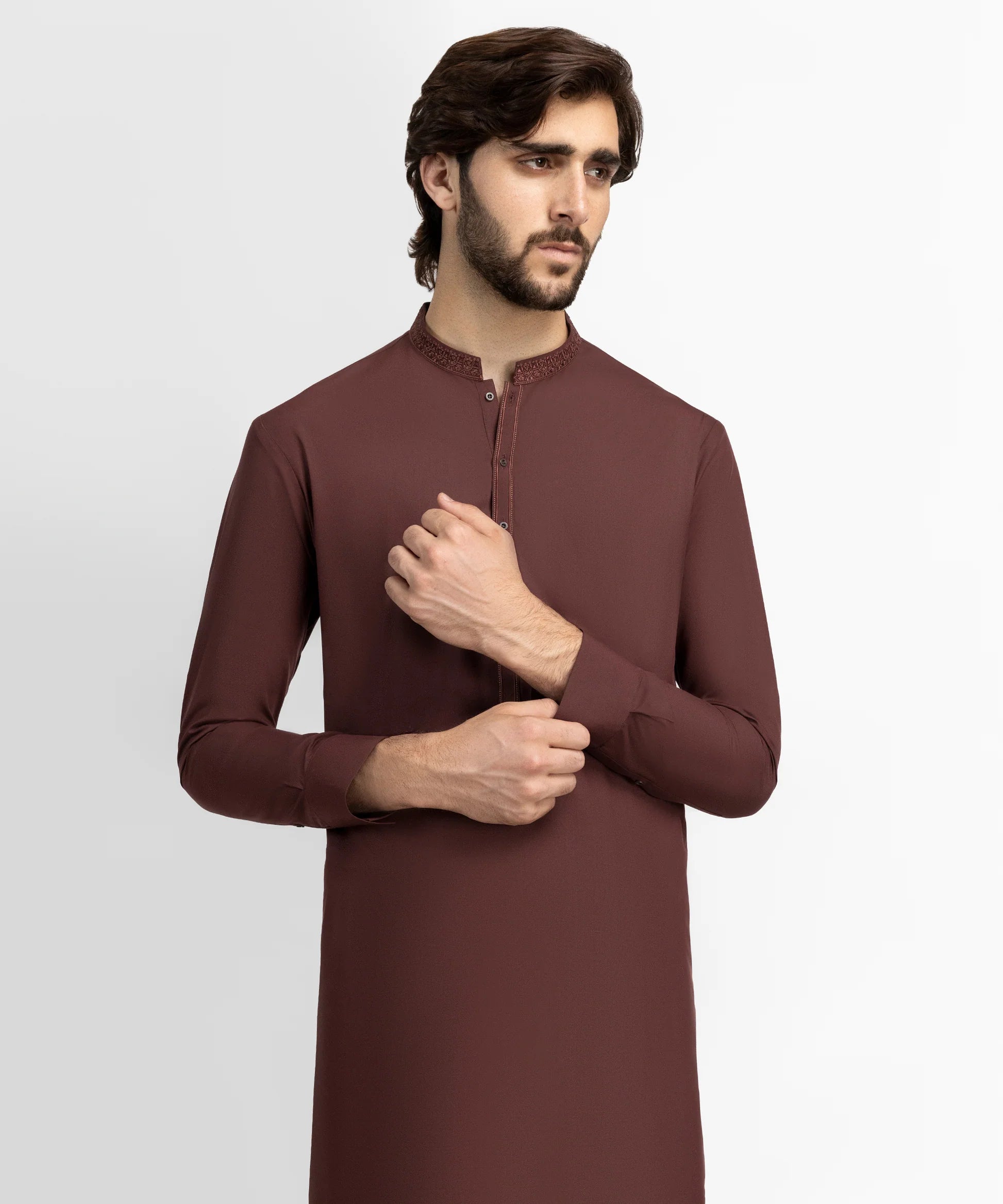 rust brown semi-formal kameez shalwar