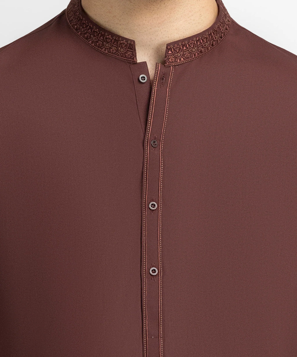 rust brown semi-formal kameez shalwar