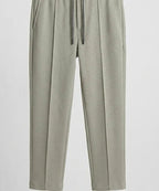 Waffle Knit Elastic Waist Trousers - Green Lwr-0694 - Green - View 4