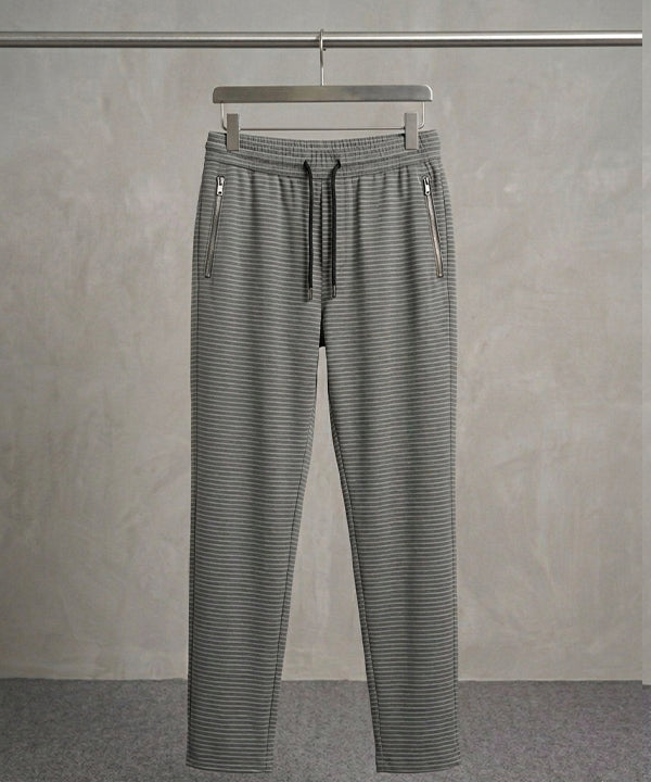 Men’S Pinstripe Drawstring Baggy Trousers- Lwr-0688 Green Stripe - Green - View 3