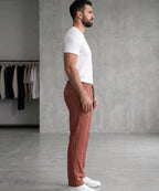 Men’S Pinstripe Drawstring Baggy Trousers– Lwr-0688 Maroon Stripe - Maroon - View 2
