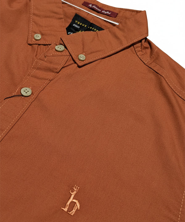 Men's Casual Shirt Half Sleeves - Rust Shc-1927 Strech Fabric - Rust - View 6