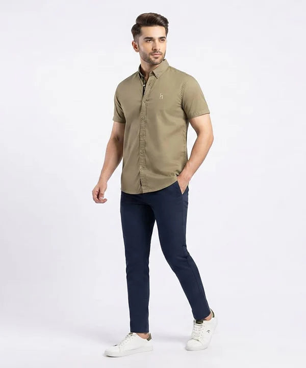 Men's Casual Green Half Sleves Shc-1845 ( H )