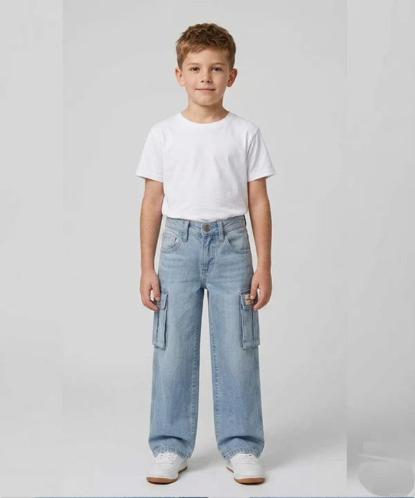 Boys Comfortable Relaxed Fit Baggy Denim jeans - Ice Blue Bjp-0291