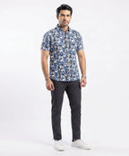 Men's Casual Printed Blue Half Sleves Shc-1776 (H)