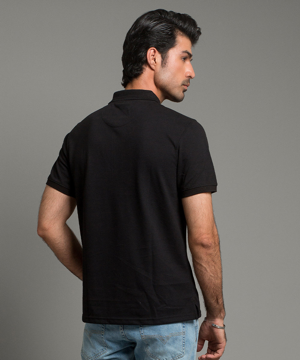 Men'S Polo T-Shirt Black Tsh-5546 - Black - View 4