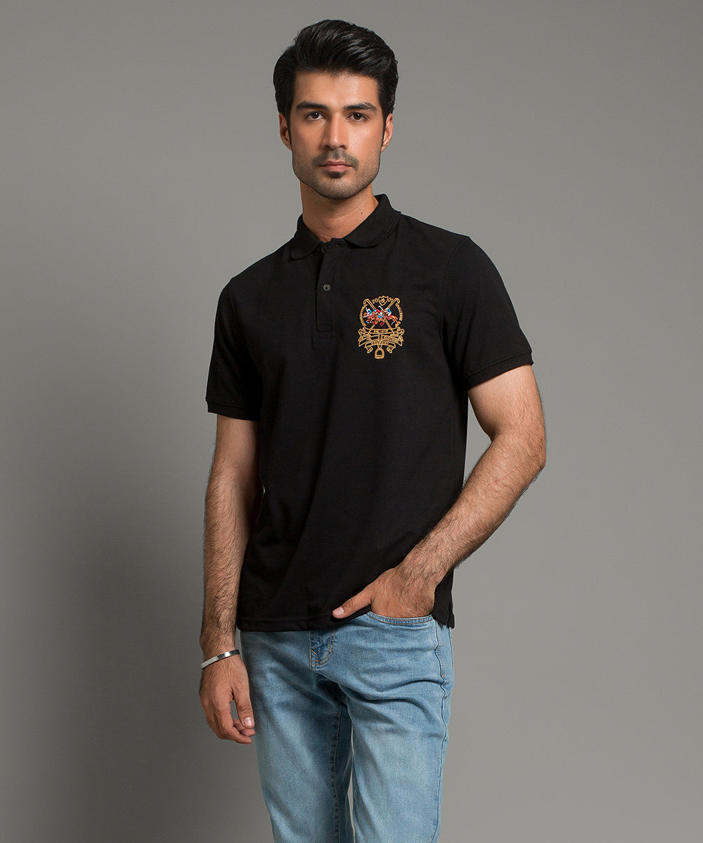 Men'S Polo T-Shirt Black Tsh-5546 - Black - View 1