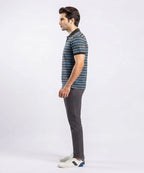 MEN'S T-SHIRT COLLAR MAROON STRIPE BASIC TSH-5916