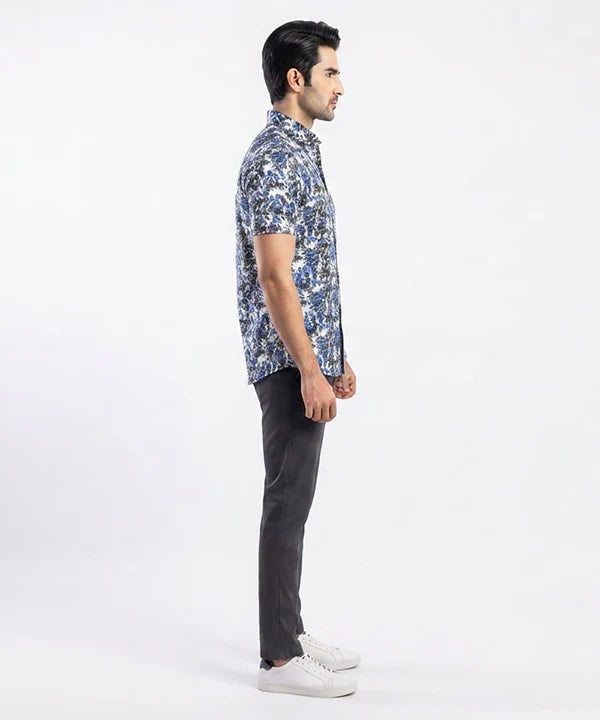 Men's Casual Printed Blue Half Sleves Shc-1776 (H)