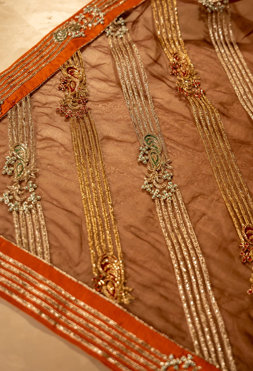 Vashah Afshan Shawl - Hand Embroidered Organza Shawl - Shopping Karado
