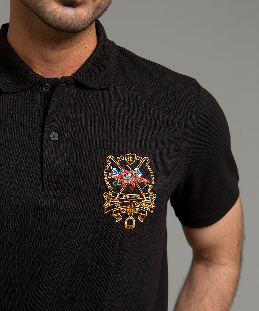 Men'S Polo T-Shirt Black Tsh-5546 - Black - View 3