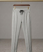 Men’S Pinstripe Drawstring Baggy Trousers- Lwr-0688 Grey Stripe - Grey - View 3