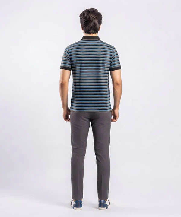 MEN'S T-SHIRT COLLAR MAROON STRIPE BASIC TSH-5916