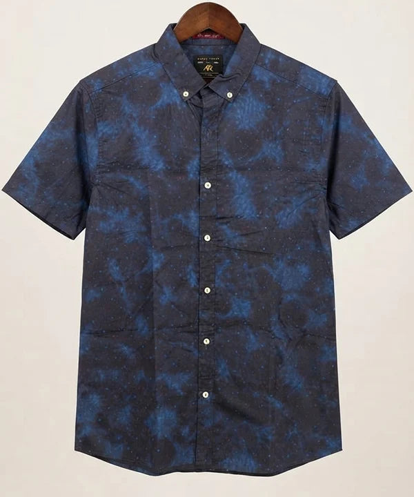 Men's Casual Printed Blue Half Sleves Shc-1778 ( H )