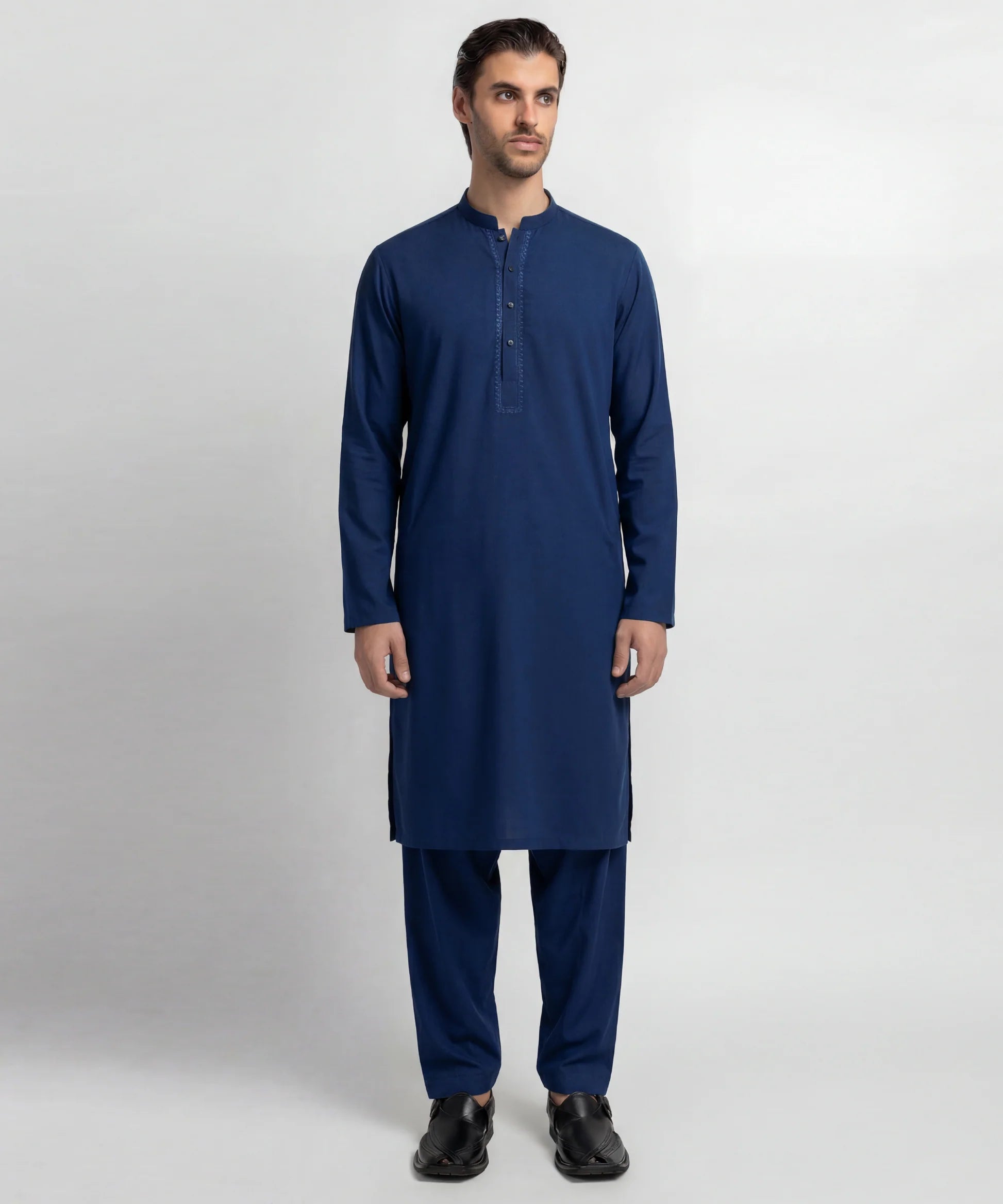 electric blue semi-formal kameez shalwar