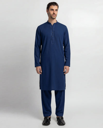 electric blue semi-formal kameez shalwar