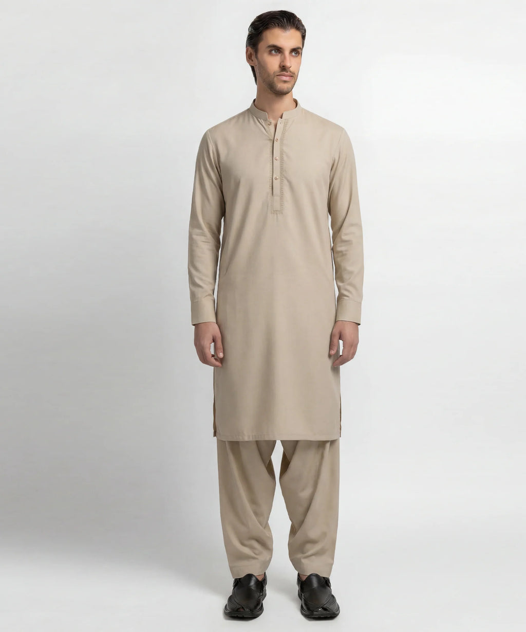 cream semi-formal kameez shalwar