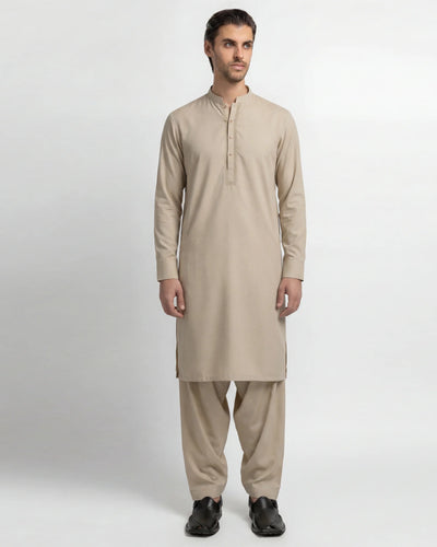 cream semi-formal kameez shalwar