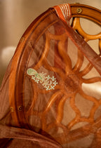 Afshan Shawl - Orange Embroidered Luxury Shawl - Buy Online Pakistan