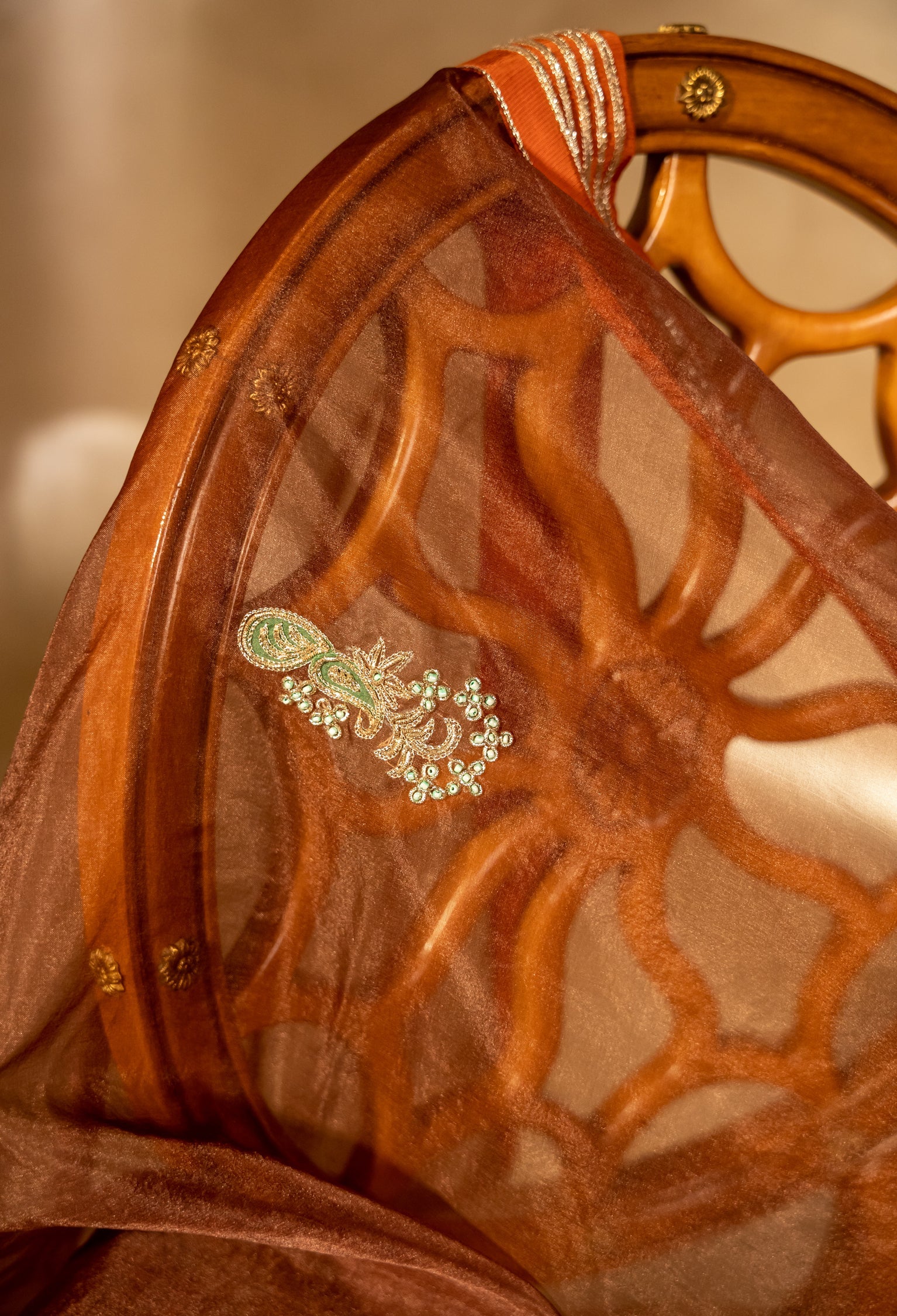Afshan Shawl - Orange Embroidered Luxury Shawl - Buy Online Pakistan