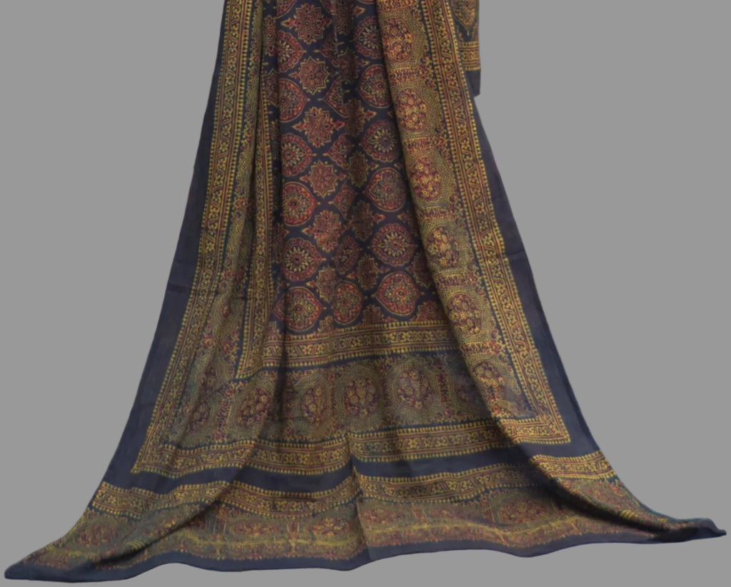 Ajrak Badam Dark Green Base with Maroon Filler Two-Piece – Unstitched Shirt & Dupatta (2.5 m x 44″) – Lawn & Cotton
