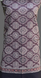 Organic Dye Hand Block Print Badam Feminin Nightshade Ajrak Design Dress – Unstitched Two-Piece