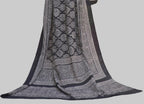 Organic Dye Hand Block Printed Ajrak Black Badam – Unstitched Cotton Two-Piece (Shirt & Dupatta)