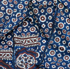 Blue Ajrak Kharik Pattern Shawl – Hand Block Printed Organic Cotton