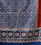 Blue Ajrak Kharik Pattern Shawl – Hand Block Printed Organic Cotton