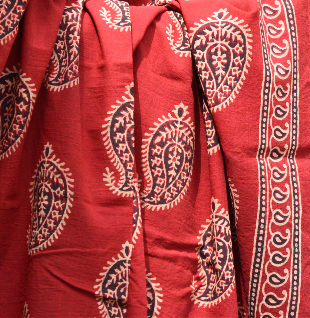 Ajrak Red Chaadar – Anbi Motif in Natural Dye Print