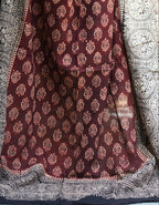 Two-Tone Ajrak Odhni Floral – Organic Dye Hand Block Printed Lawn Dupatta/Shawl