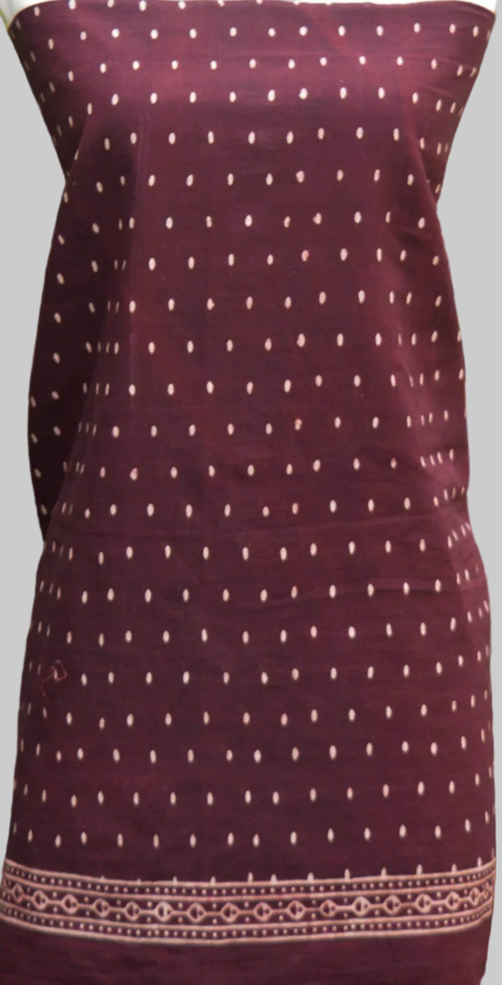 Ajrak Design Dress – Organic Dye Hand Block Printed Chunri Two-Piece Set in Brown Coffee Tones (Cotton)