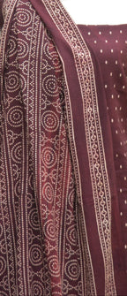 Ajrak Design Dress – Organic Dye Hand Block Printed Chunri Two-Piece Set in Brown Coffee Tones (Cotton)