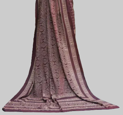 Ajrak Design Dress – Organic Dye Hand Block Printed Chunri Two-Piece Set in Brown Coffee Tones (Cotton)